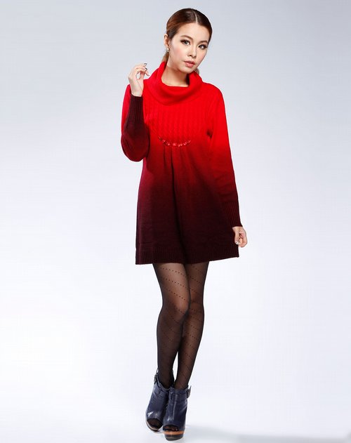 <em>女装</em>库存专场<em>昊意</em> 红/黑色渐变贴钻高领长袖上