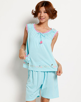 伊丝芬ISYFEN伊丝芬ISYFEN<em>女款</em>粉蓝色泡泡袖