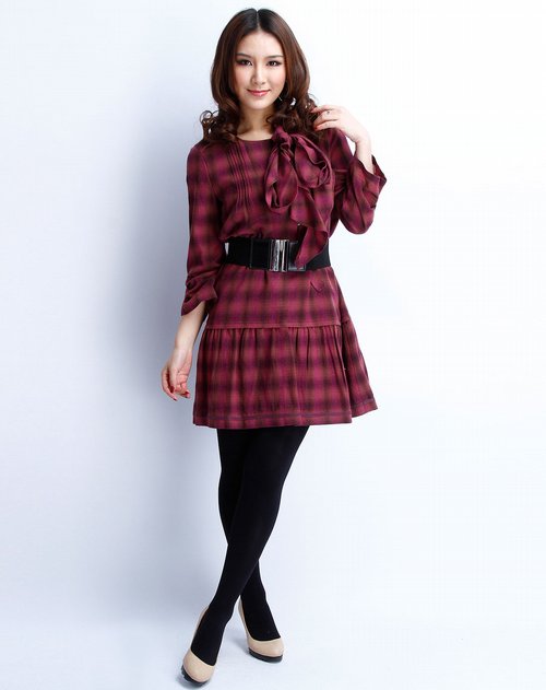 莱茵LIME FLARE粉色时尚长袖连衣裙 价格,莱