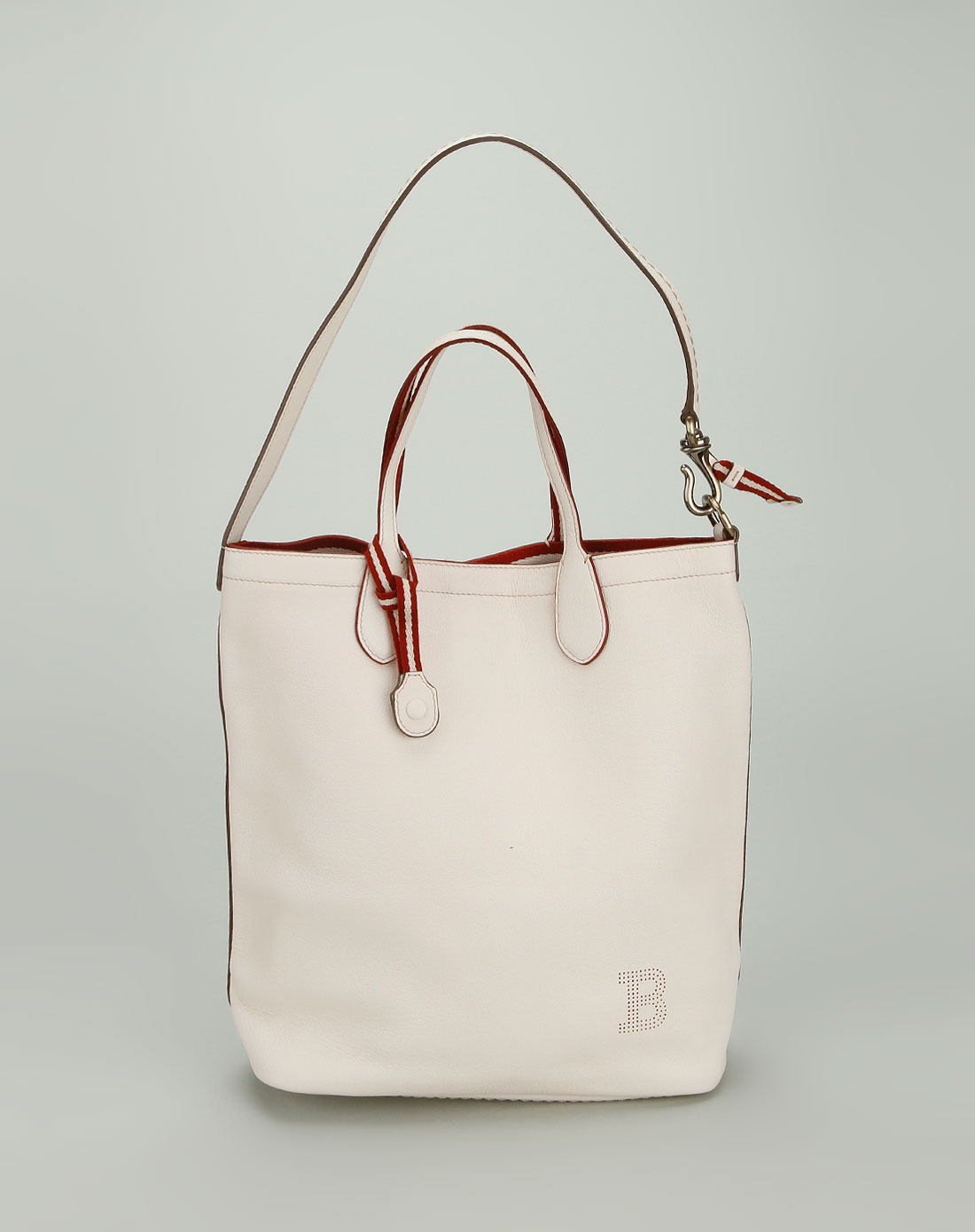 奢华皮具专场BALLY 女款粉白色暗纹单肩包7612503629