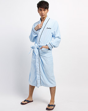 安莉芳EmbryForm男款粉蓝色长袖连身<em>睡袍</em>(配