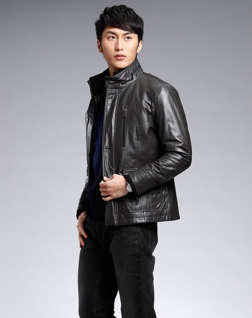 马基堡M.G.B灰色时尚拉链长袖皮外套 价格,马