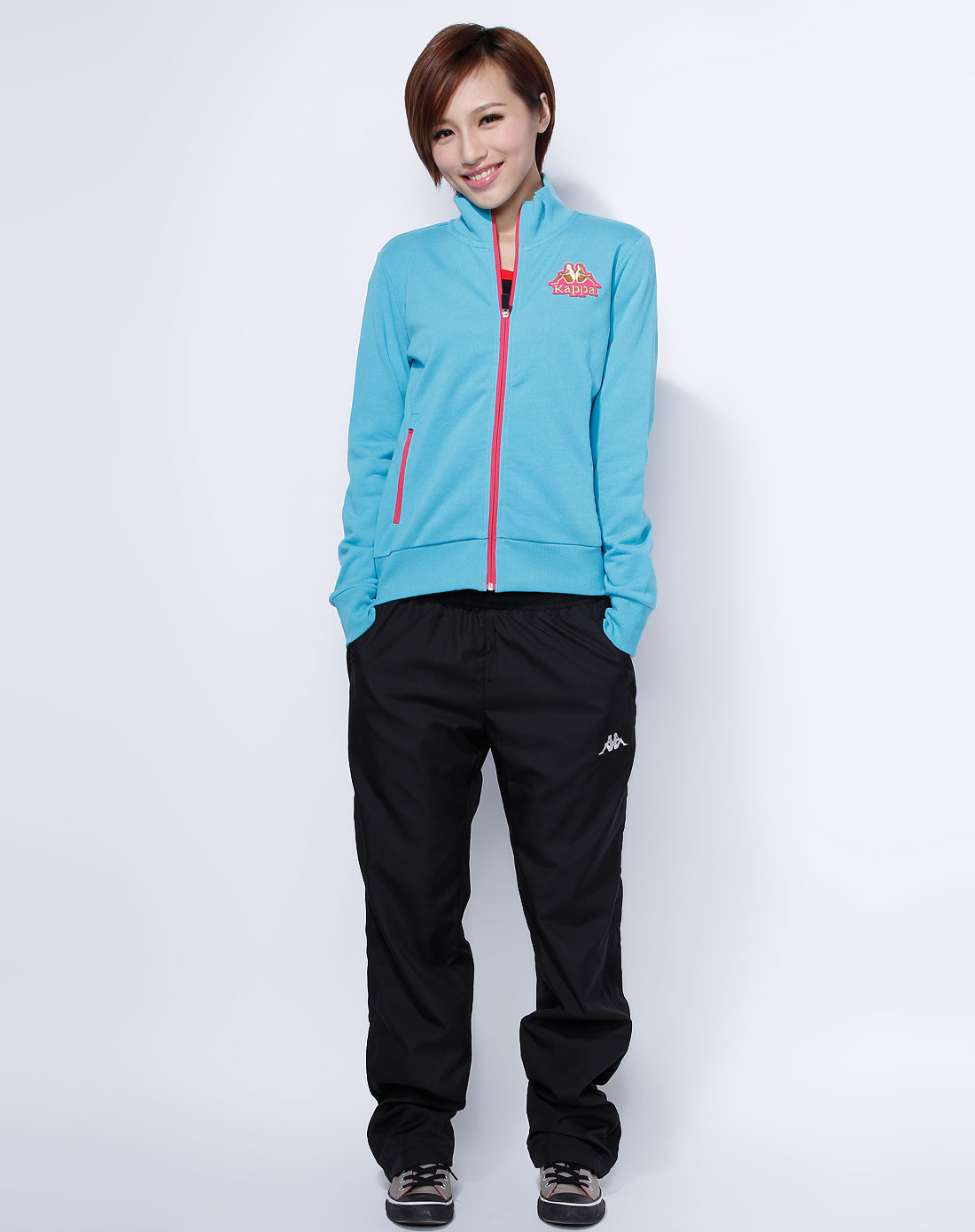 卡帕kappa<em>女装</em>蓝色<em>时尚个性</em>简约长袖<em>外套</em>