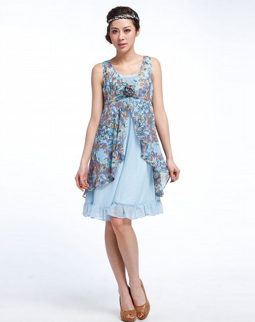 花木马Hana Mokuba女款中蓝印花洋装价格,花