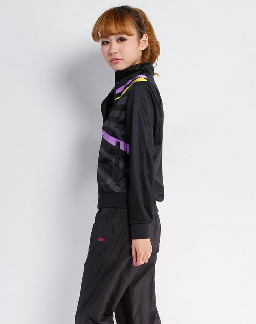 <em>CBA女装</em>专场女款黑色时尚条纹休闲长袖外套