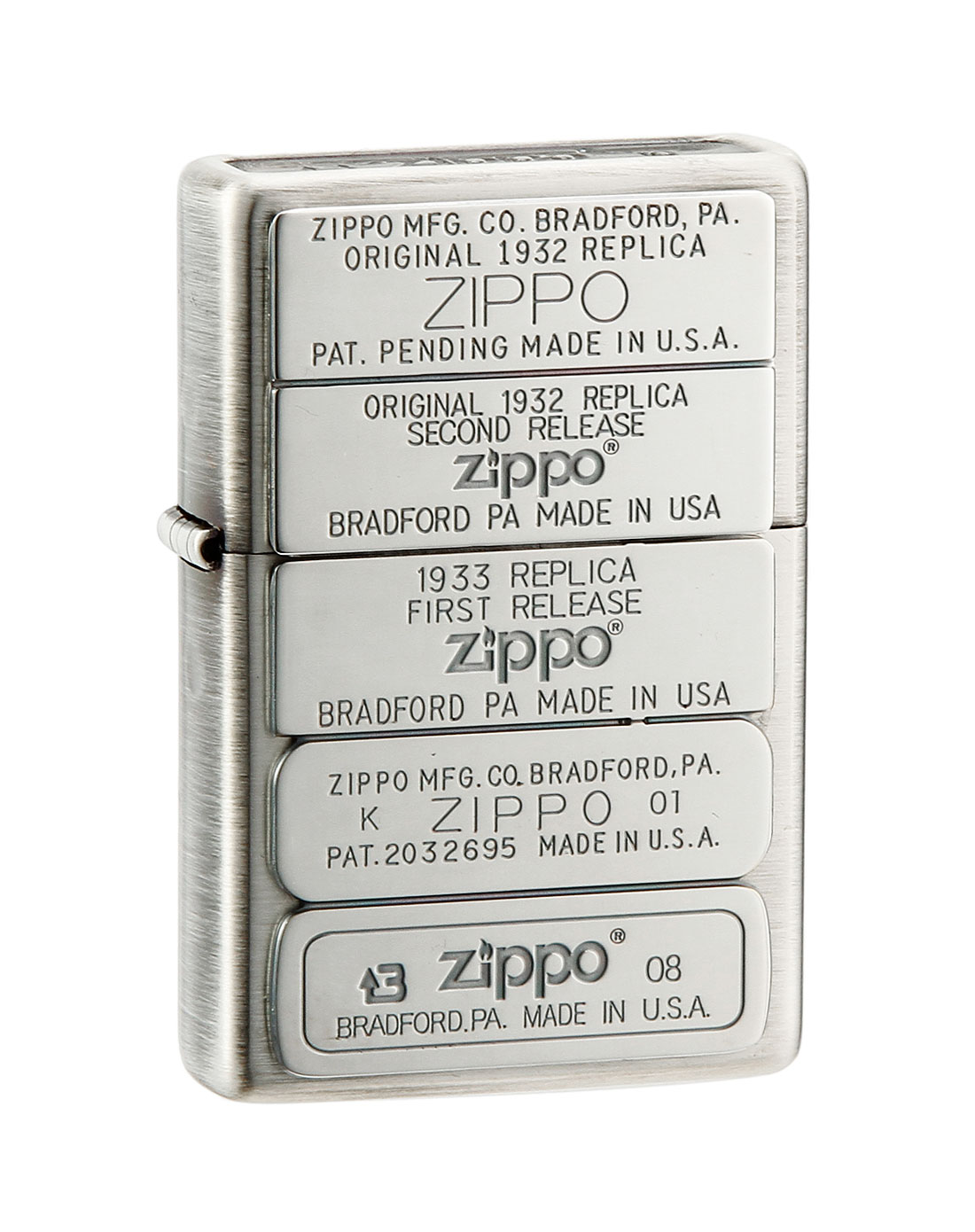芝宝zippo银色双面双底刻五代标志