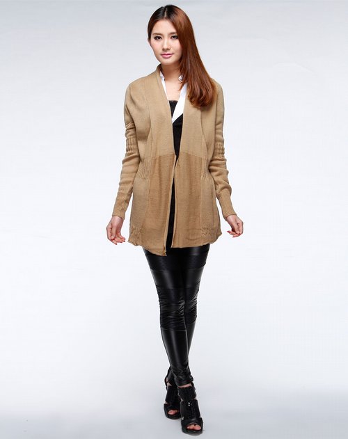 WD·NY女款<em>深卡其色</em>风情<em>开衫</em>宽松长袖百搭毛