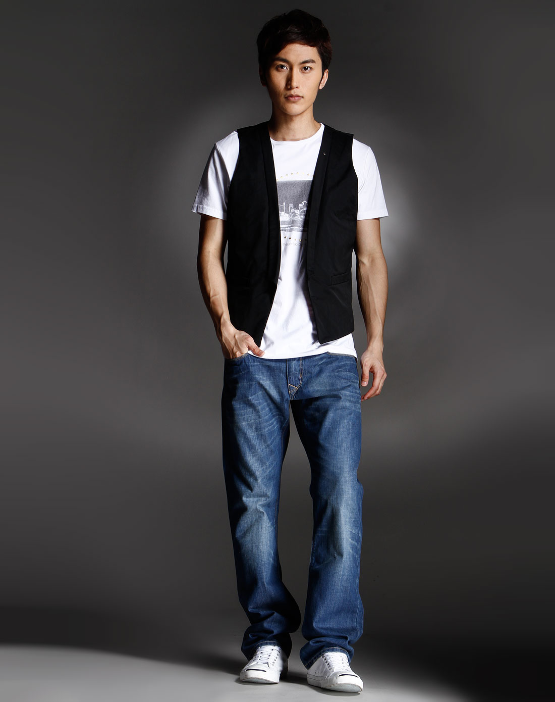 lee男装专场黑色休闲马甲