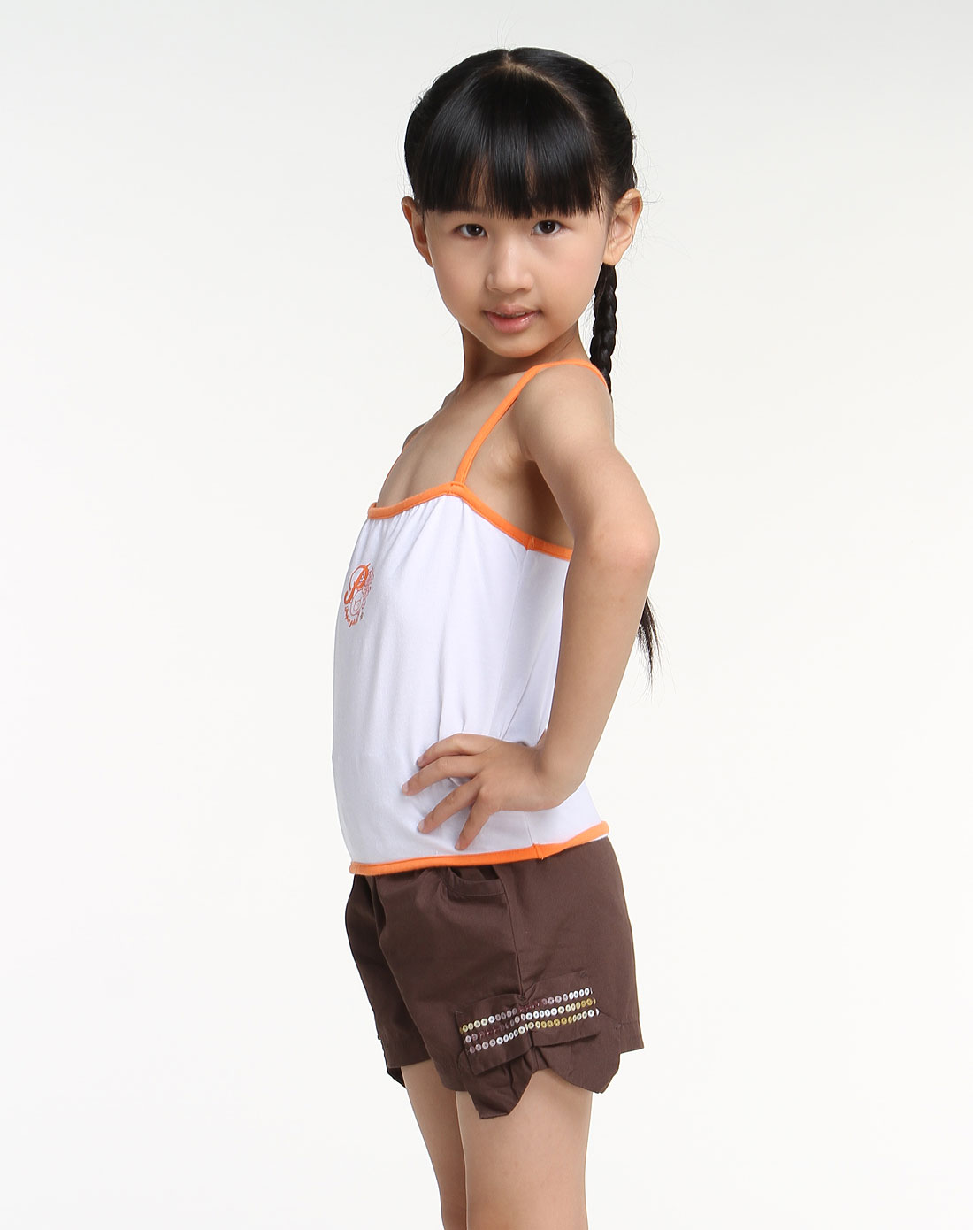 小猪班纳pepco男女童<em>女童</em>白色个性<em>吊带背心</em>