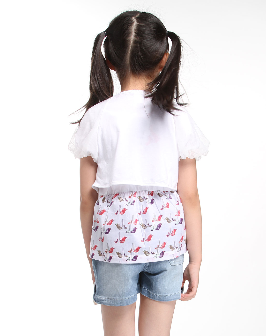 小猪班纳PEPCO男女童<em>女童</em>白色网纱短袖<em>薄外</em>