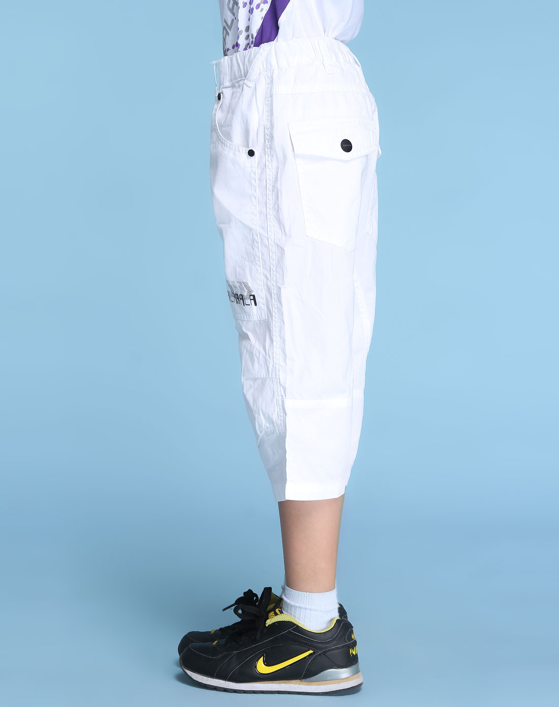 巴拉巴拉balabala男女童男童白色梭织七分裤2