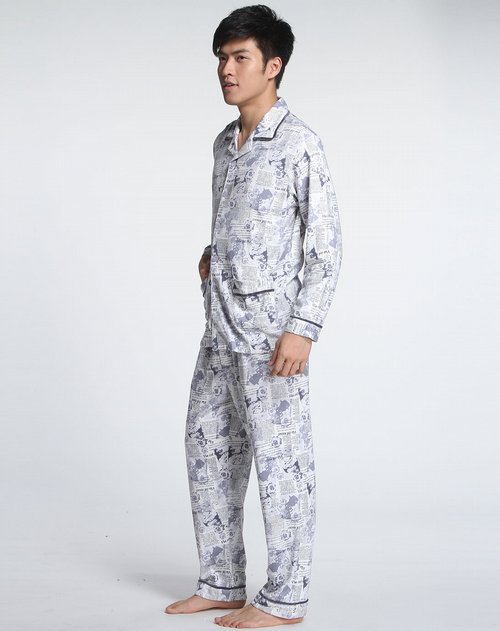 多拉美男款专场浅蓝色时尚长袖<em>睡衣套装</em>_唯品