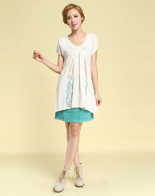 花木马Hana Mokuba女装专场杏色时尚蕾丝长