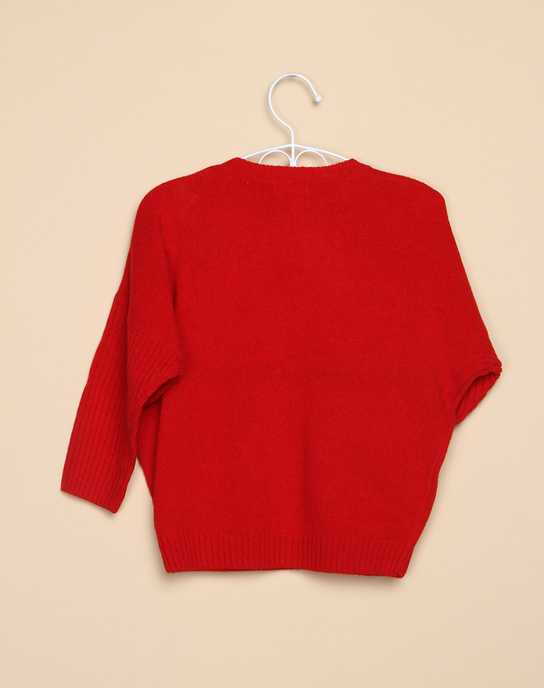 艾乐ELLE男女童女童<em>红色</em>长袖<em>圆领</em>休闲<em>毛衣</em>E