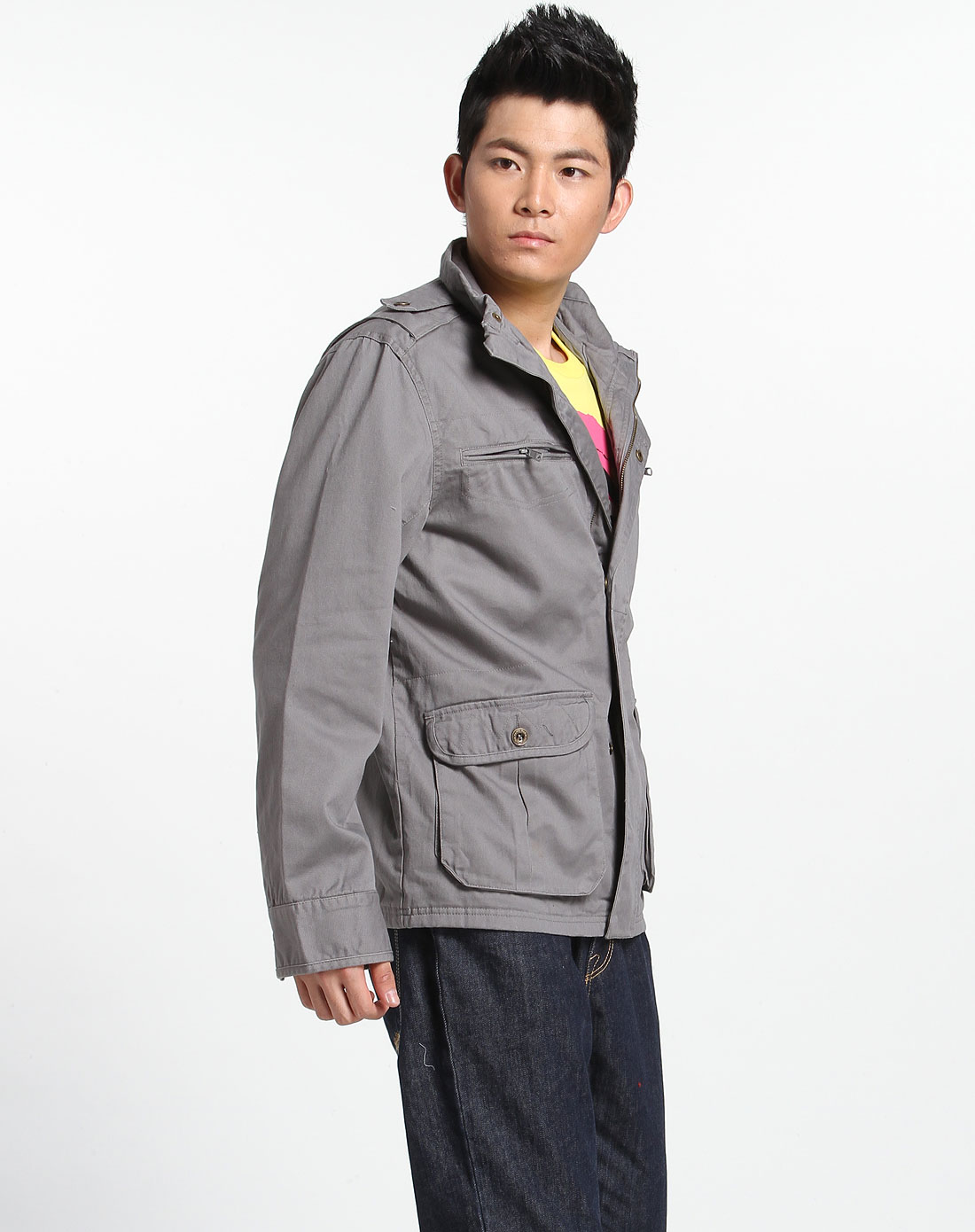 彪马PUMA男款<em>铁</em>灰色休闲长袖夹棉<em>外套</em>8114