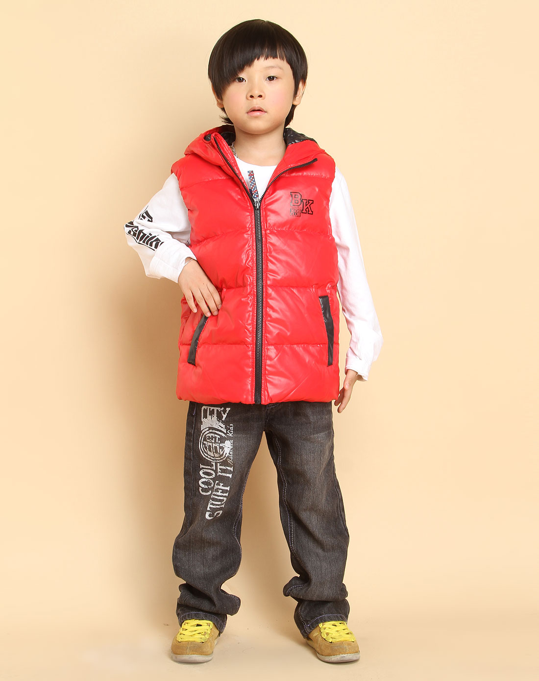 <em>巴拉巴拉balabala</em>男童专场红色连帽<em>羽绒马甲</em>2