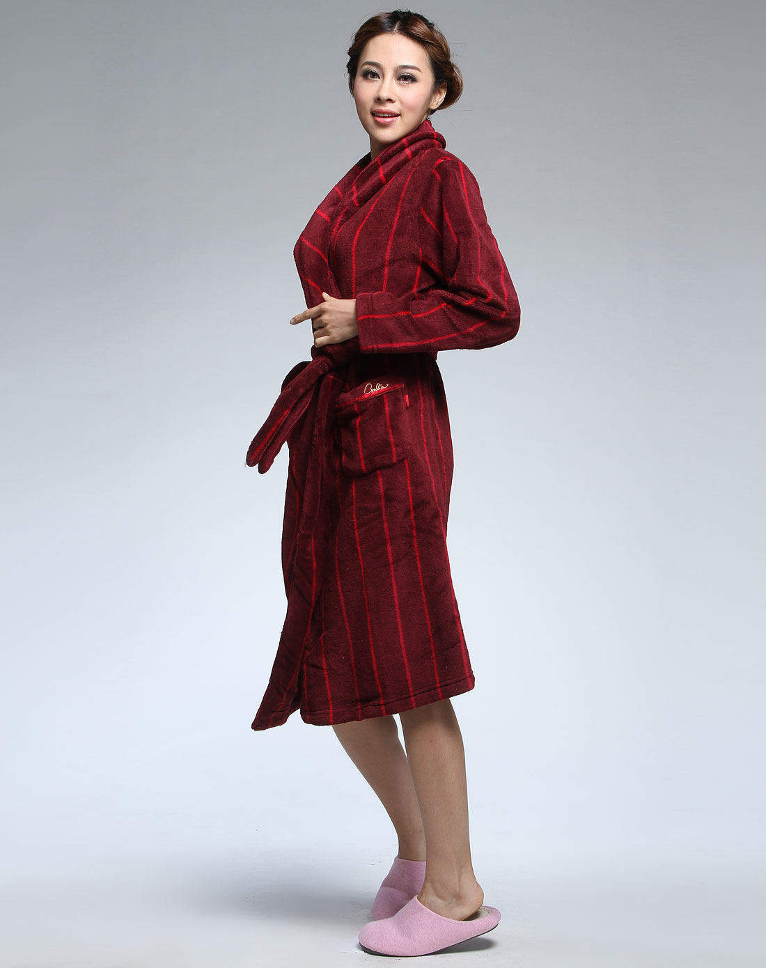 康妮雅Conlia家居服男女Co<em></em>nLIA 女款<em>枣红色</em>条
