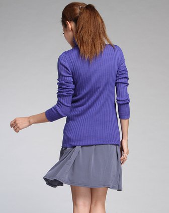 ELLE<em>女款蓝色高领</em>简约休闲长袖<em>毛衣</em>0D13K2