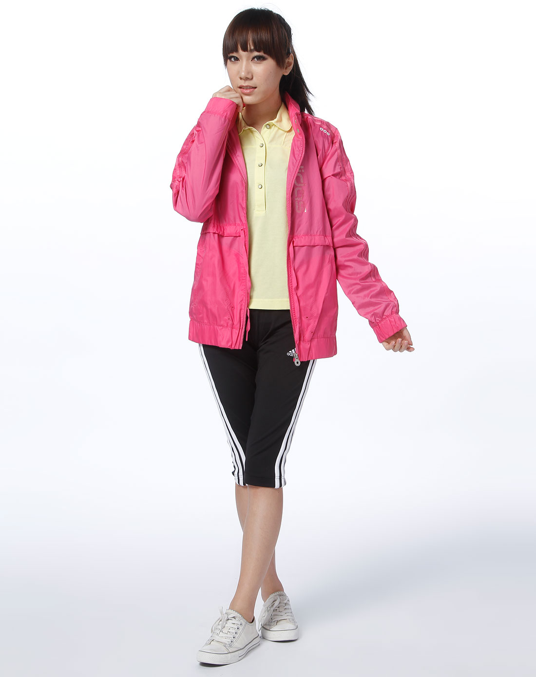 <em>阿迪达斯adidas女款</em>粉红色长袖<em>外套</em>E67708_