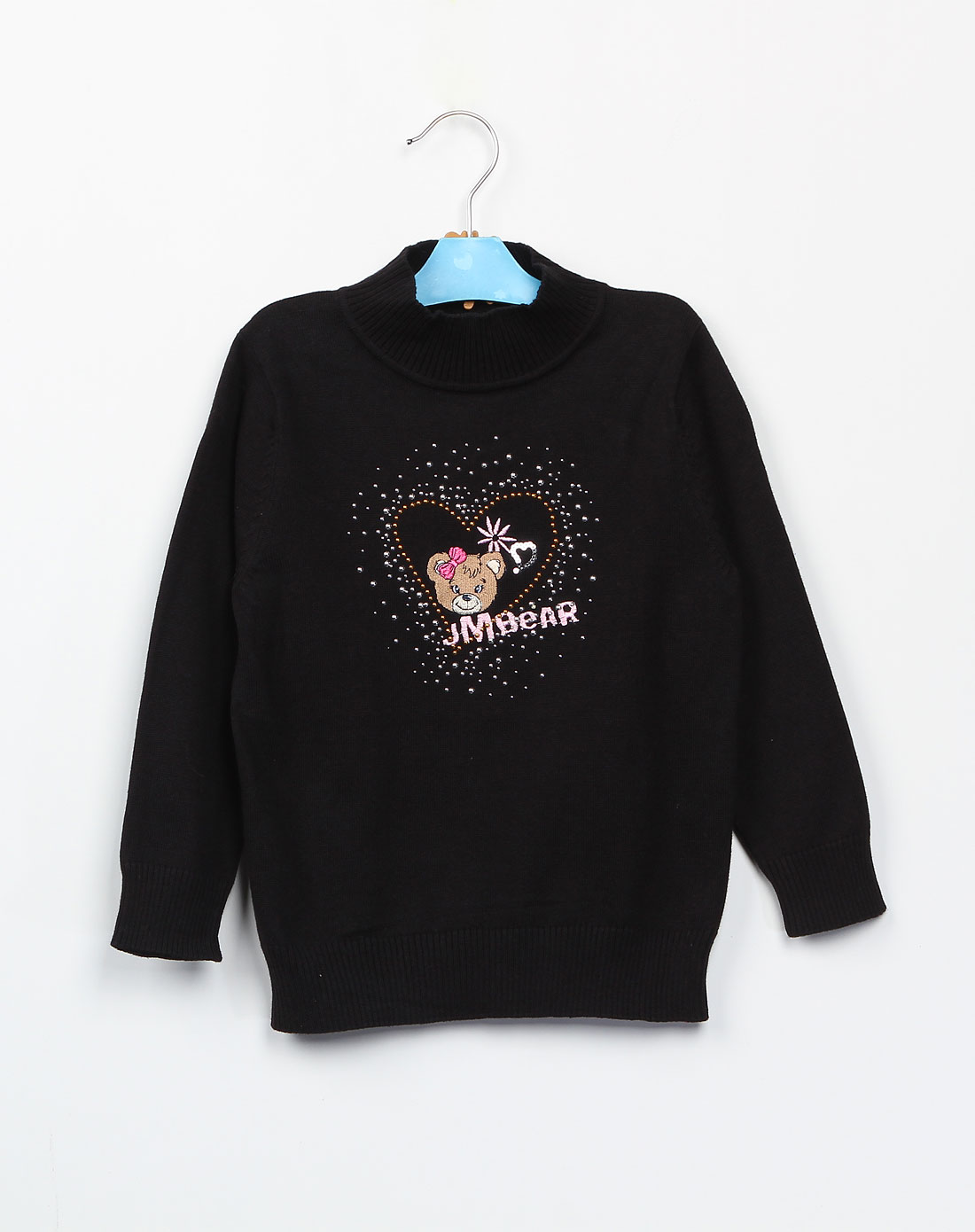 杰米熊Jmbear男女童装<em>女童黑色</em>烫钻时尚长袖