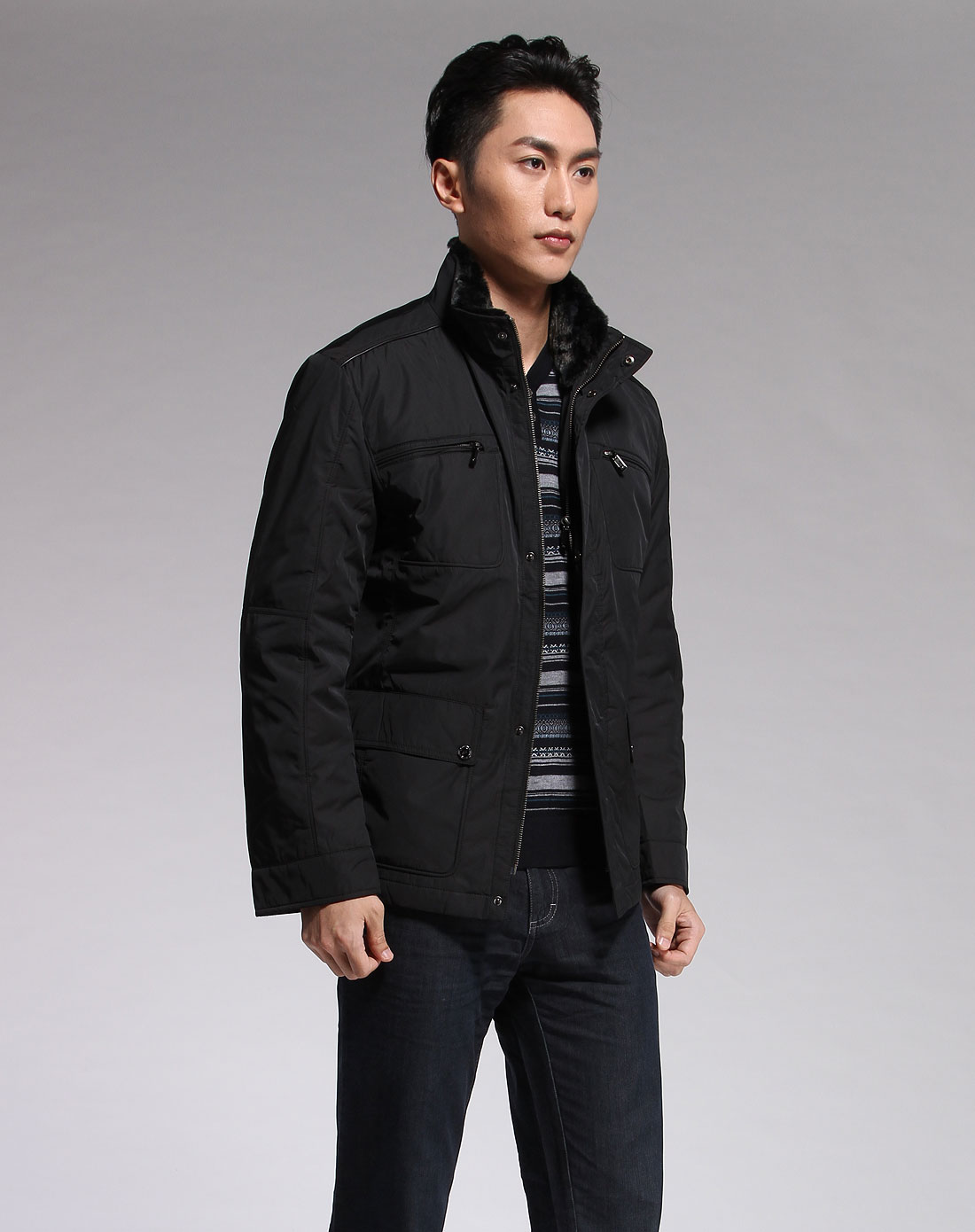 色毛领休闲长袖外套632870103-11_唯品会,唯