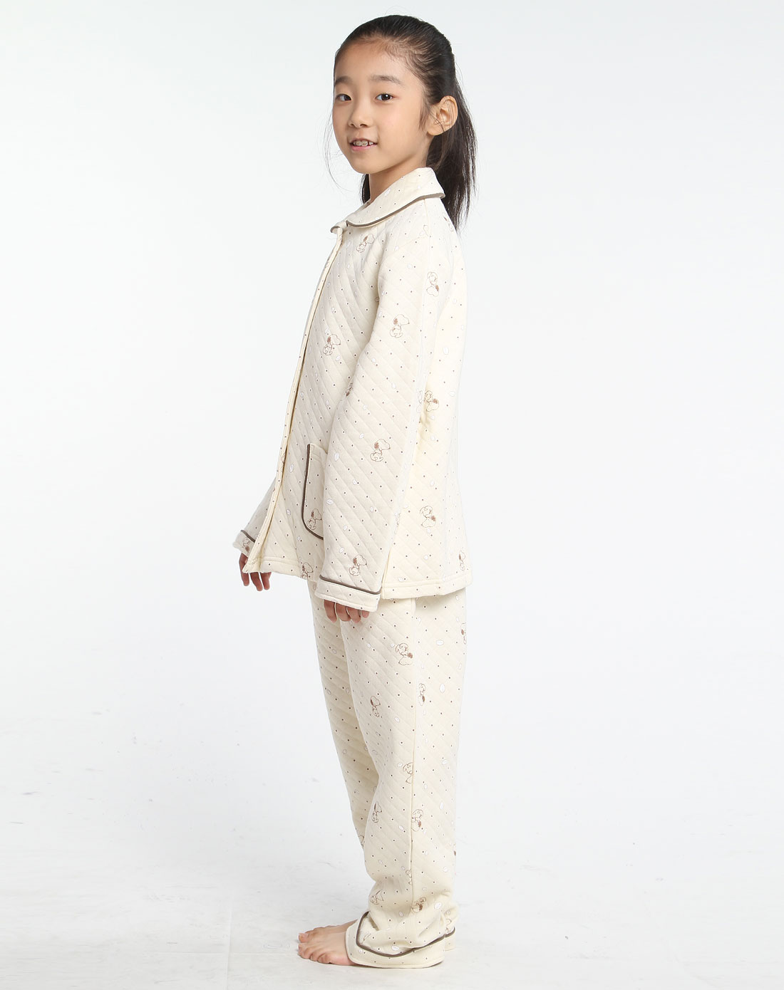 SNOOPY童装内衣专场女童米白色暖<em>棉睡衣</em>长