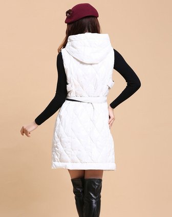 卡柏迪chicabooti菱形格纹时尚连帽<em>长款羽绒马</em>