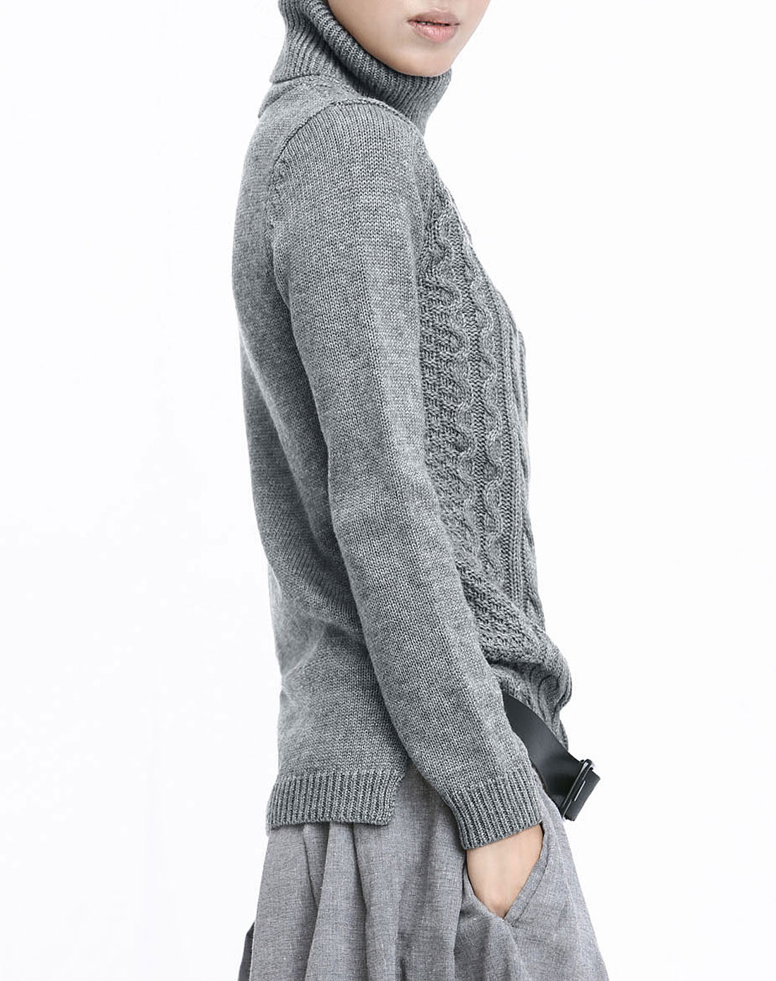 艾米Amii花<em>灰色高领</em>图纹长袖<em>毛衣</em>112409681