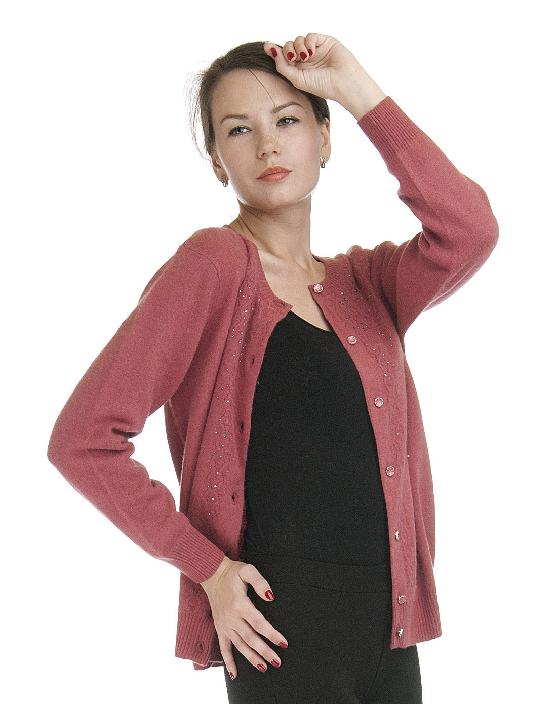 多利weiduoli男女妈妈装橡皮圆领色<em>羊绒开衫</em>3