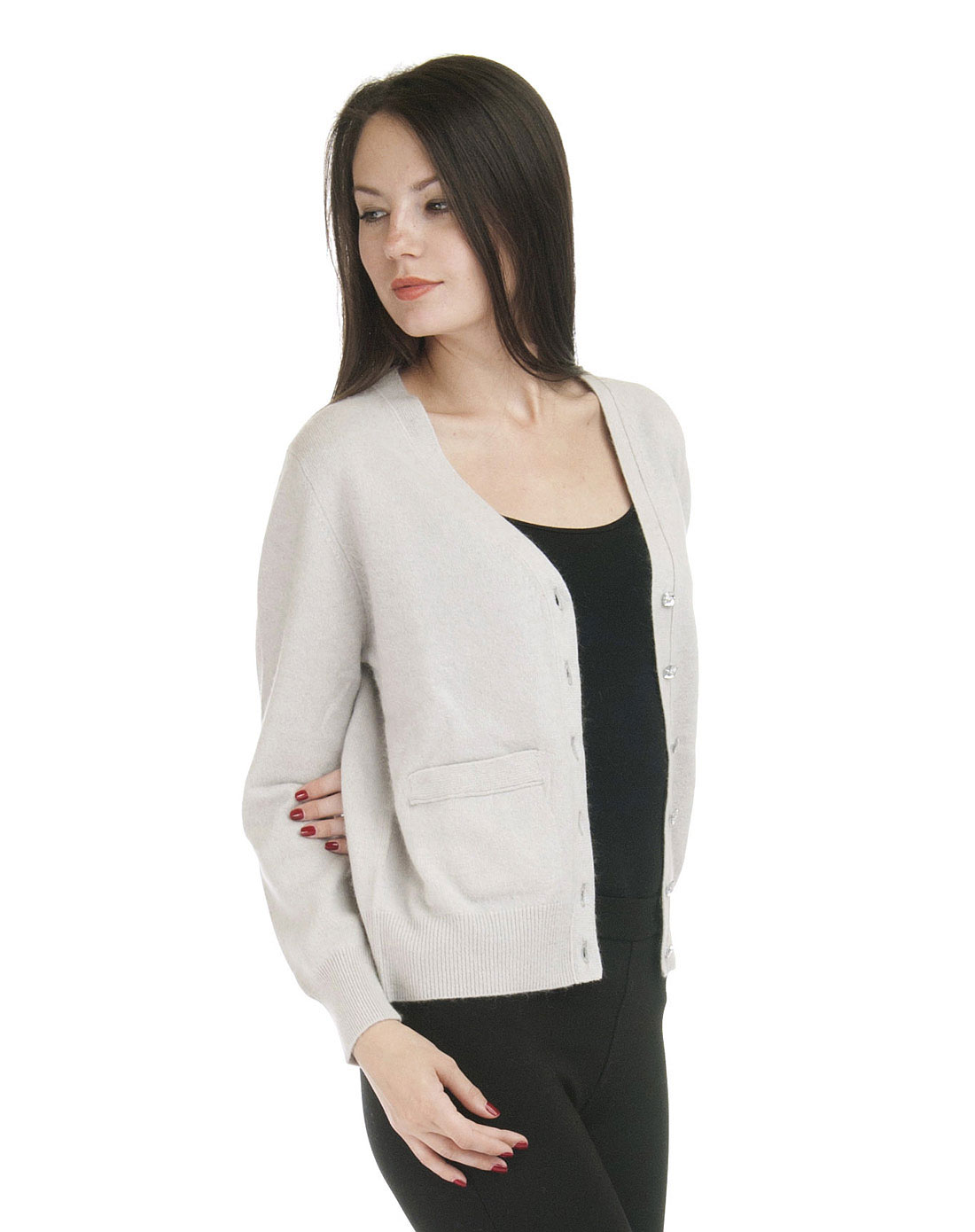 维多利weiduoli男女女款米色v领<em>羊绒开衫</em>3821