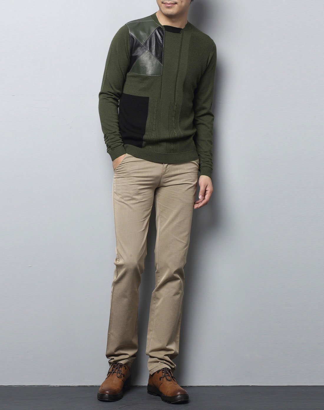 O.SA<em>男士</em>军<em>绿色毛衣</em>ME248897700_唯品会