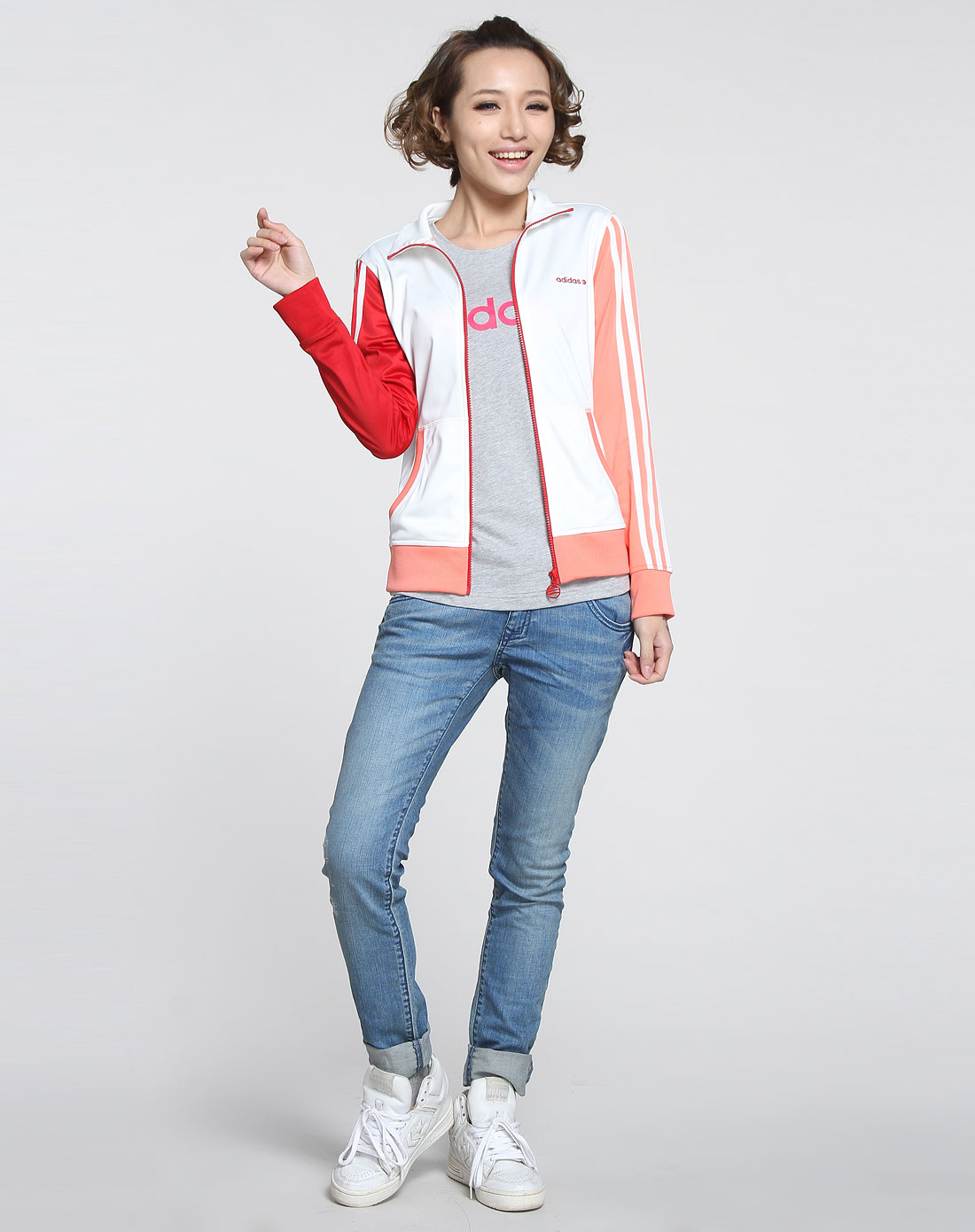 <em>阿迪达斯</em>adidasNEO 女款白拼<em>橙色</em>活力休闲长