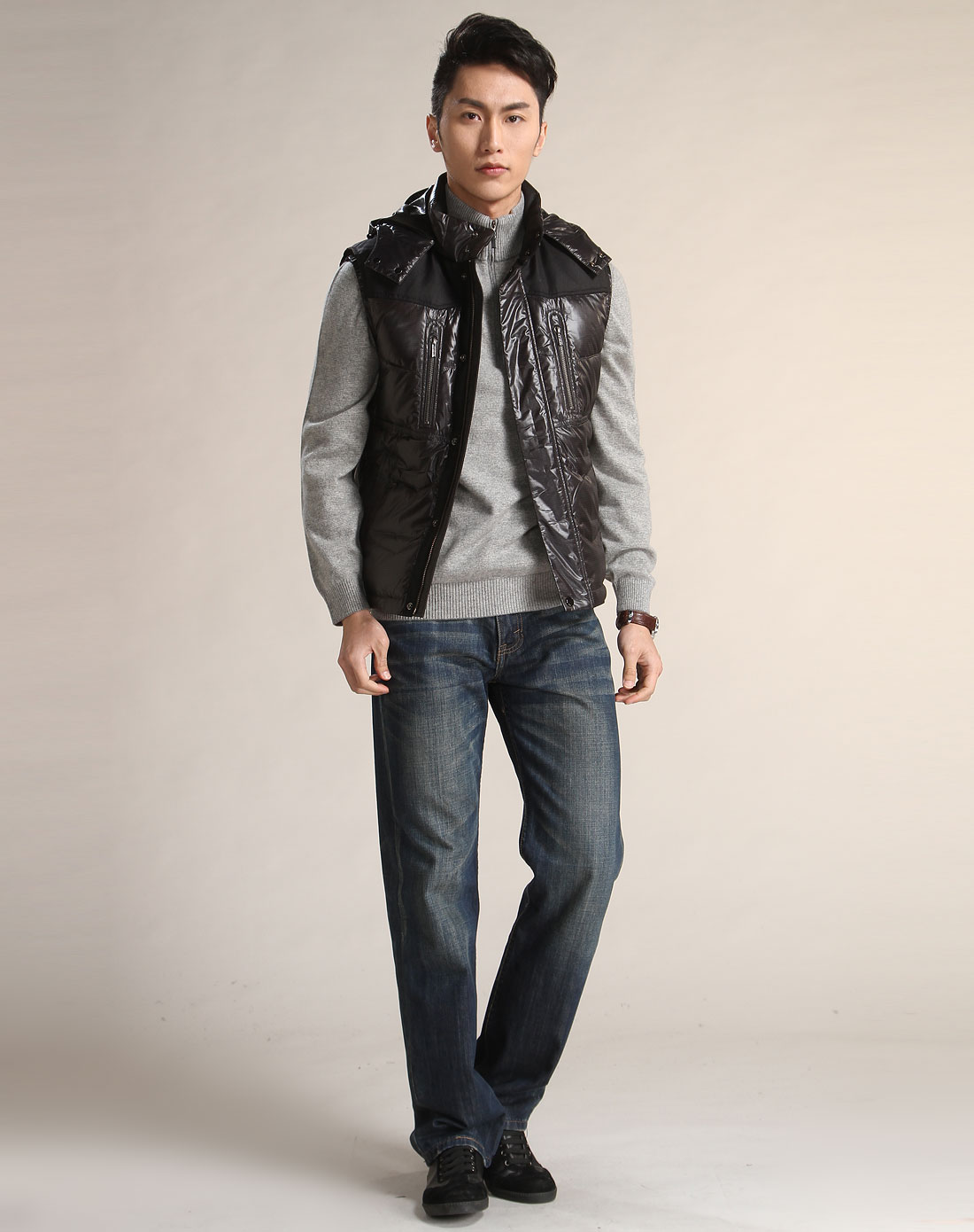 斯托梵诺STOVENNO<em>咖啡色</em>时尚无袖<em>羽绒马甲</em>