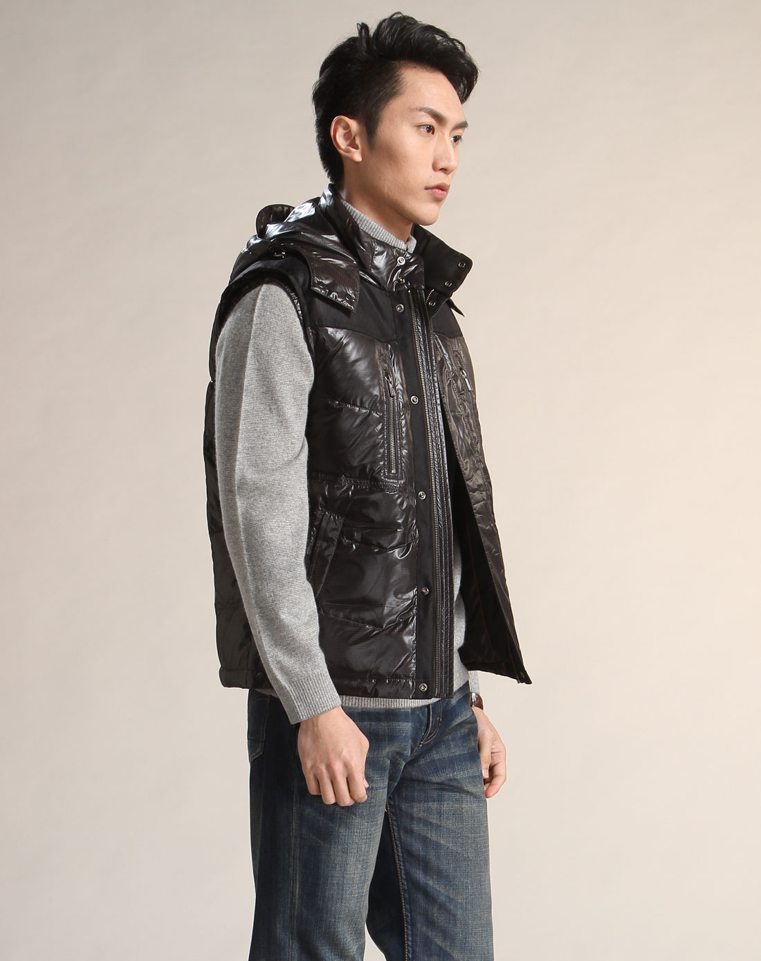 斯托梵诺STOVENNO<em>咖啡色</em>时尚无袖<em>羽绒马甲</em>