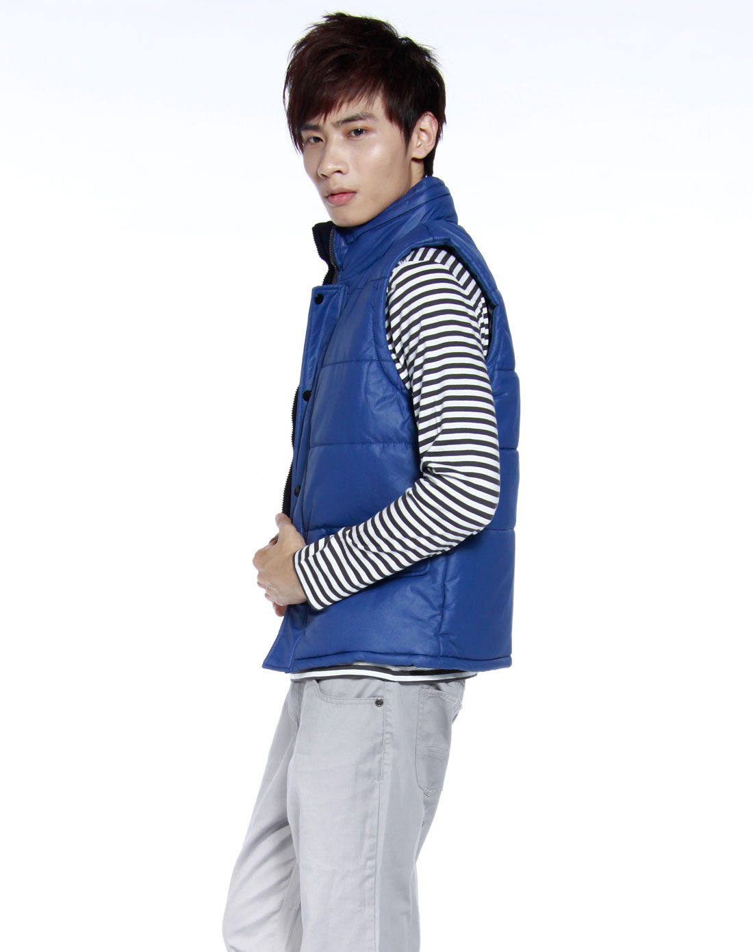 森马-男装深蓝色个性马甲