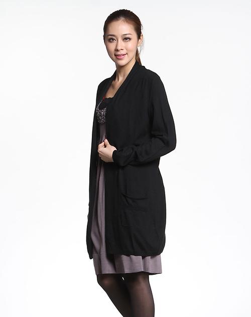 <em>赛兔</em>SaiTu黑色长袖<em>中长款</em>针织<em>开衫</em>_唯品会名