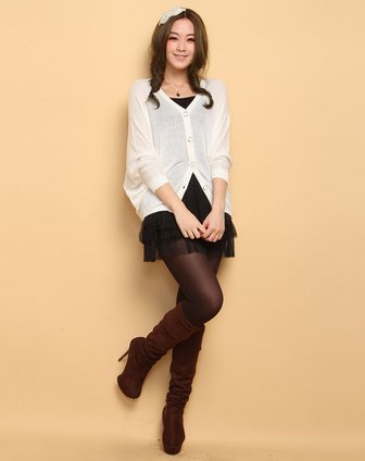 卡莎布兰卡Casablank<em>米白色</em>镂空<em>蝙蝠</em>袖<em>针织开</em>