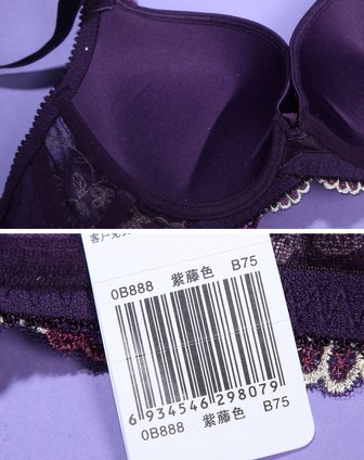<em>古今</em>GUJIN内衣专场紫藤色绣花3/4<em>罩杯文胸</em>0B