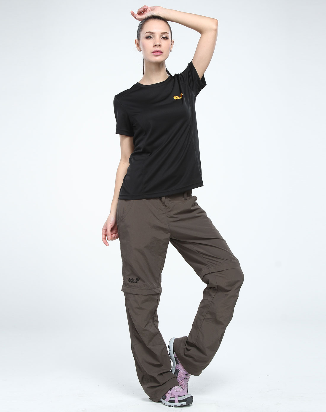 狼爪<em>JackWolfskin</em>户外男<em>女装</em>女款黑色运动透气