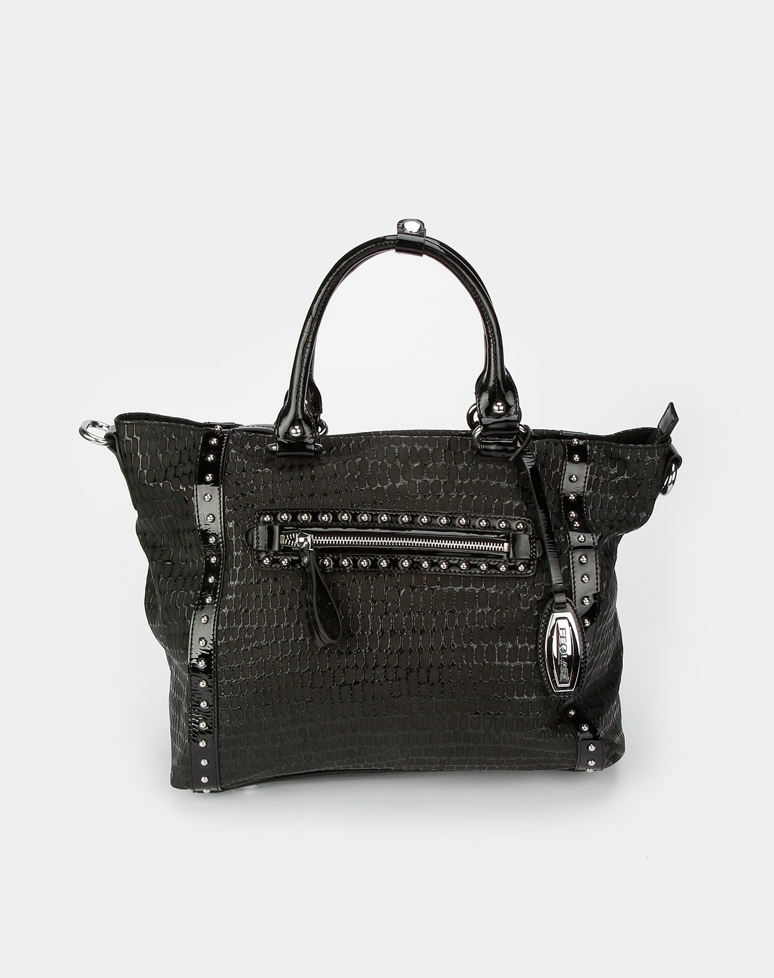 菲格尔feglar黑色铆钉时尚单肩包