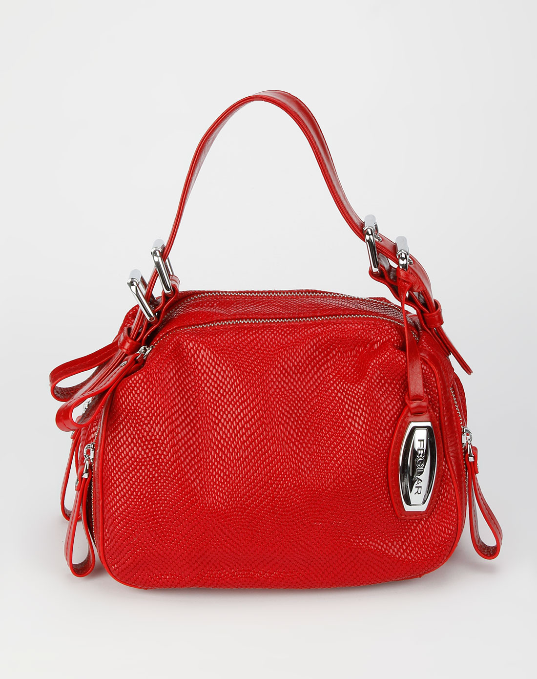 菲格尔feglar红色时尚蛇纹手提单肩两用包