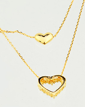 银饰专场ace 925银金色双层爱心项链