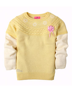 女童蛋蛋黄半高领毛衣