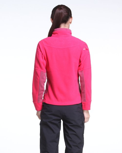 极星shehe女装专场梅红/深洋红色时尚开衫抓绒长袖夹克