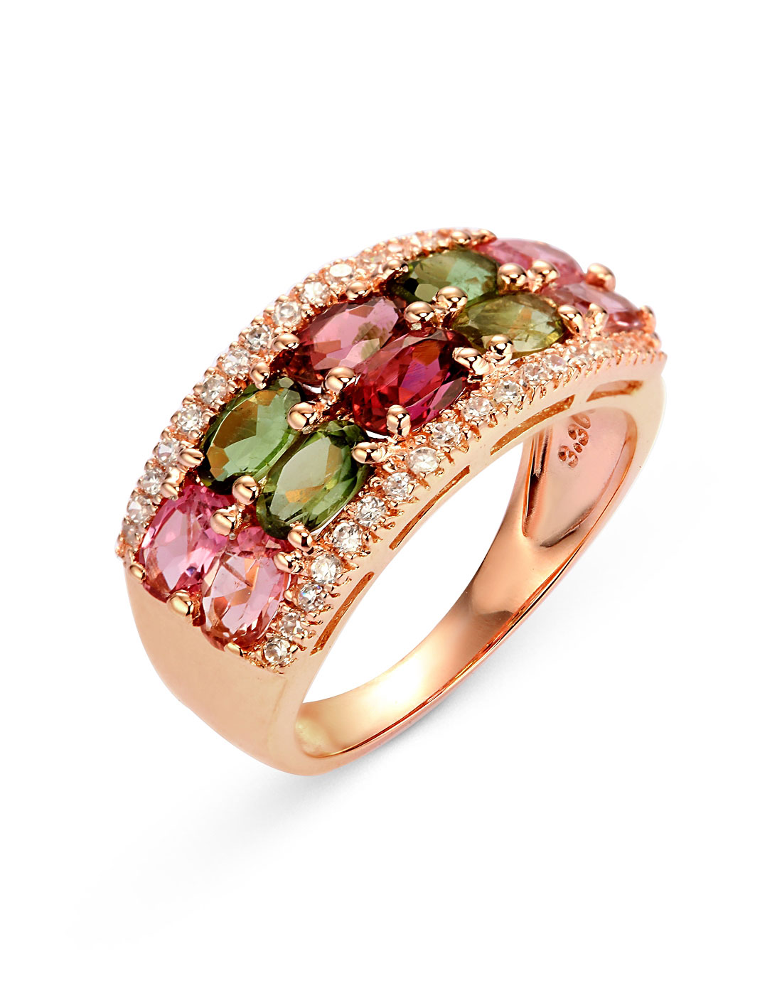 卓思华925银镶碧玺戒指