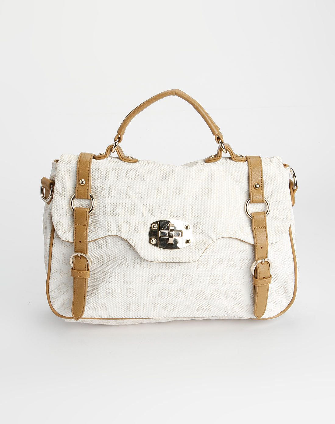 宾奴baleno女包专场白/深杏色暗字时尚手提两用包