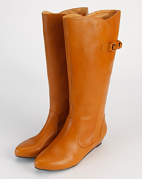 芭迪patty女款橙色羊皮长靴