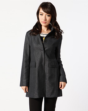 美雅高miyako女款灰黑色立领长款长袖西服