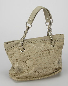 芭迪patty-皮具女款米灰色圆型网眼手袋