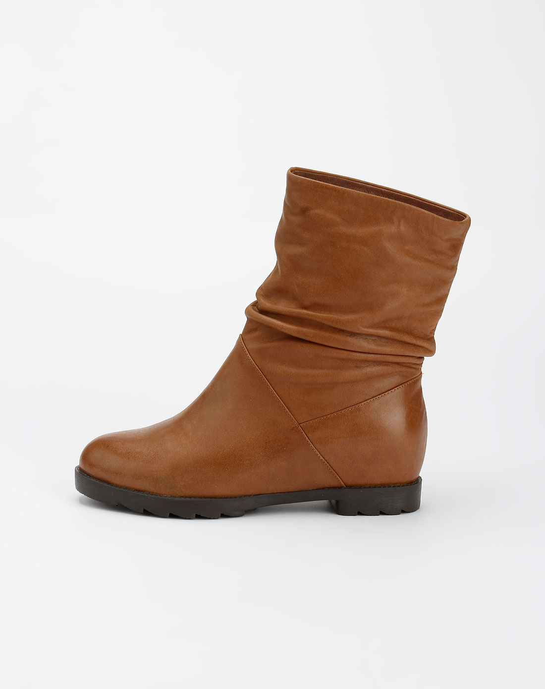 馨宠儿xinchonger棕色压纹时尚平底中筒靴